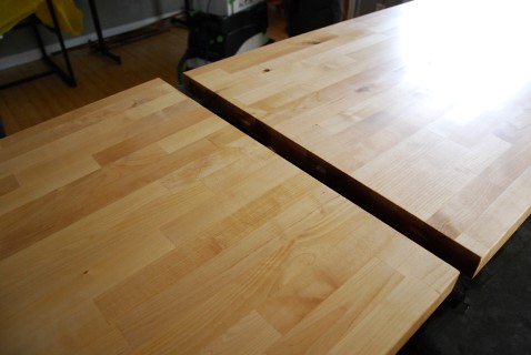 Färdigbehandlad björkbänkskiva